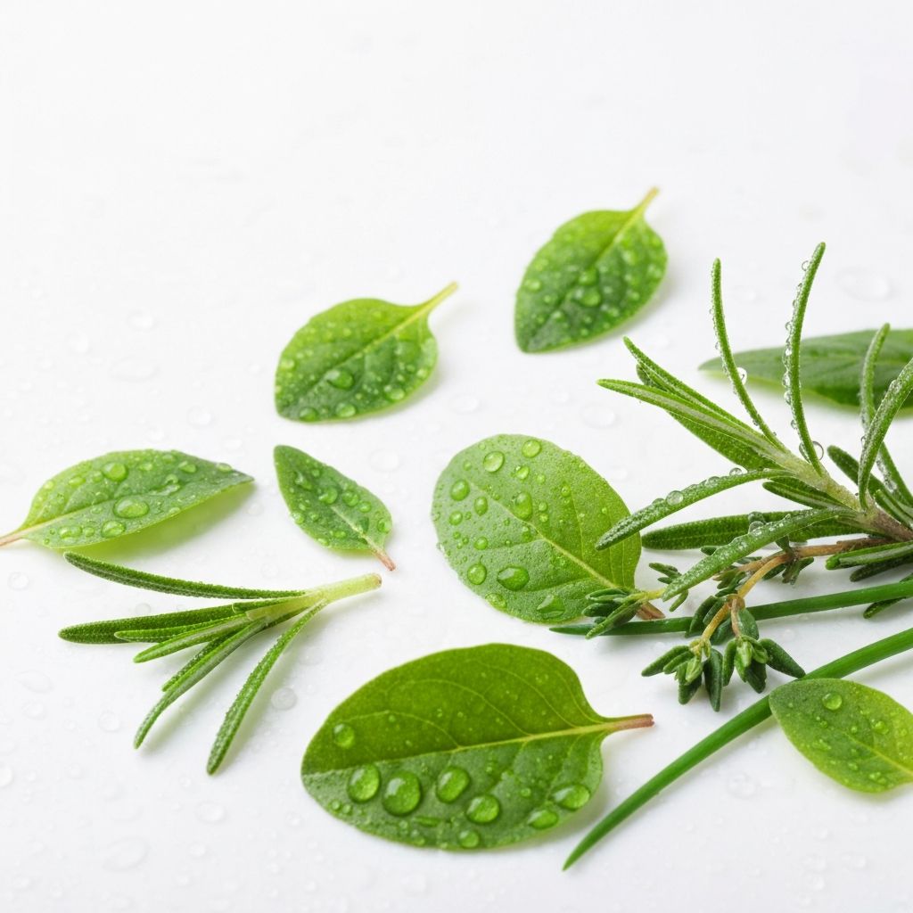 Frische grüne Kräuter mit Wassertropfen